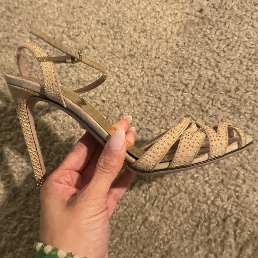 Gucci beige and gold studded heels!
